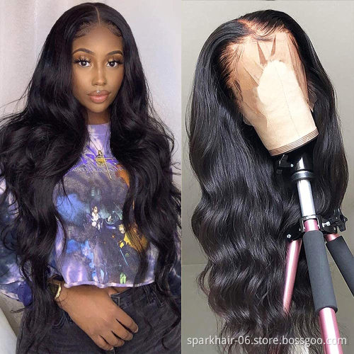 FREE ship Wholesale 180 Density HD lace front wig body wave 100 Brazilian Virgin Hair closure human hair wigs for black women